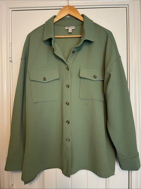 Sabrina Lauren  Women's Sage Green Waffle-Knit Button Tunic